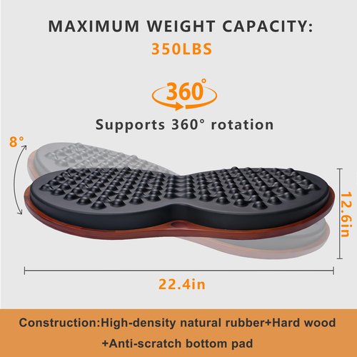 WALKINGDESK Anti Fatigue Balance Board Standing Desk Mat Office, Wooden Wobble Board Comfort Floor Mat to Relieve Foot, Knee, Back Pain, Rocker Board, Standing Desk Accessories, Black