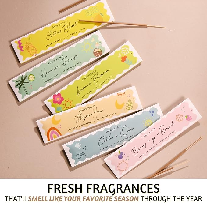 Folkulture Incense Sticks - Set of 6 (120 Sticks) - Sea Breeze, Rosemary, Patchouli Incense Sticks Variety Pack, Inscents-Sticks, Inscense-Sticks Multipack