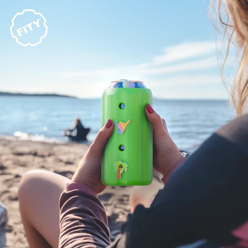 FITY Flex Premium 2-in-1 Can Cooler for 12oz & 16oz Cans – Soft, Lightweight EVA Sleeve – Shoe Charm Compatible, Grippy Feel + Freezable Insert (Sunburst)