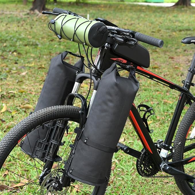 2Packs Bike Fork Bags Waterproof Roll Top Design 5L/7L Bicycle Dry Bag Fork Sacks Cycling Pack Bike Pannier for Moutain Bikes Road Bikes Electric Scooters
