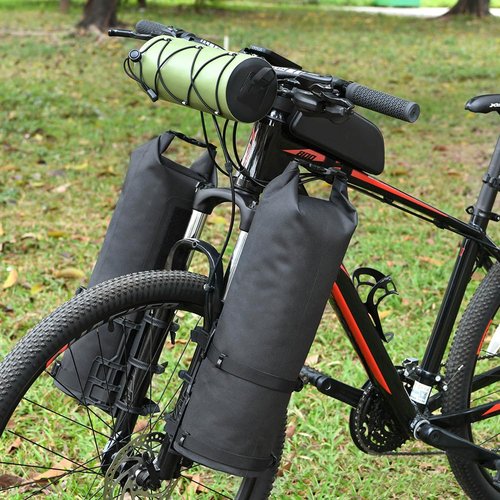 SOUUXIU 2Packs Bike Fork Bags Waterproof Roll Top Design 5L/7L Bicycle Dry Bag Fork Sacks Cycling Pack Bike Pannier for Moutain Bikes Road Bikes Electric Scooters