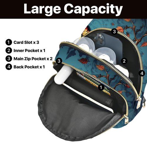 wiuurs Owl Sling Bag for Women Small Leather Crossbody Bags Travel Sling Backpack with Adjustable Strap for Running Hiking