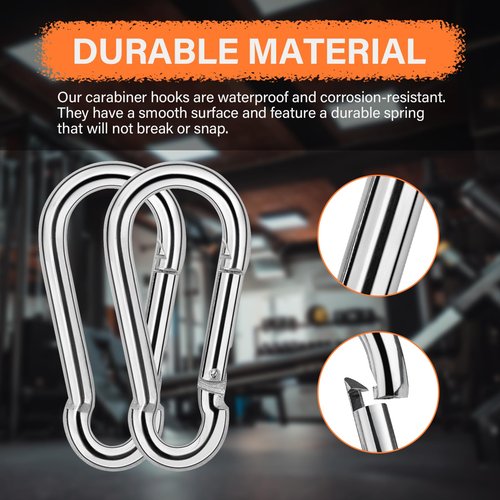 Stainless Steel Spring Snap Hook Carabiner 304 Stainless Steel Clips Compatible with Bowflex Home Gym Accessories for LAT/Tricep Pull Down and Leg Extensions Machine 2.38" Set of 2