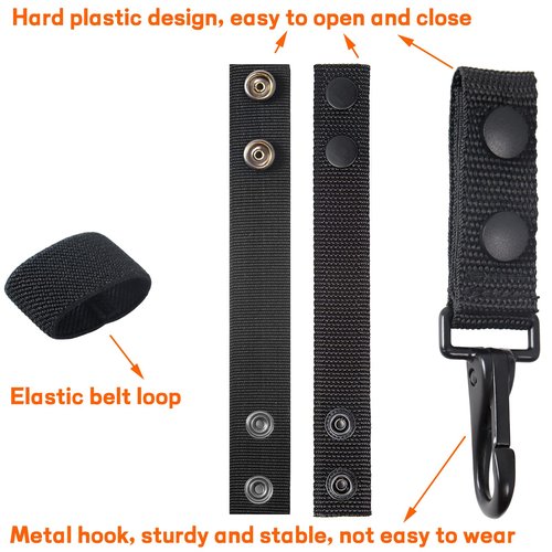 6 Duty Holders and 1 Duty Keychain, Tactical Belt Clips and Nylon Keepers, Elastic Bands for Pants Loops