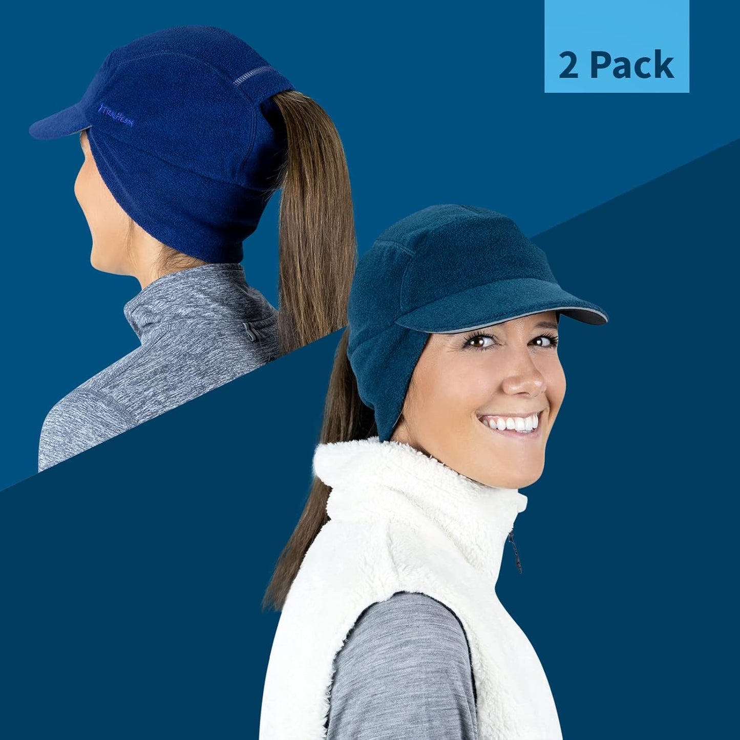 TrailHeads Fleece Ponytail Hat for Women – Trailblazer Reflective Winter Hat with Ponytail Hole for Workouts