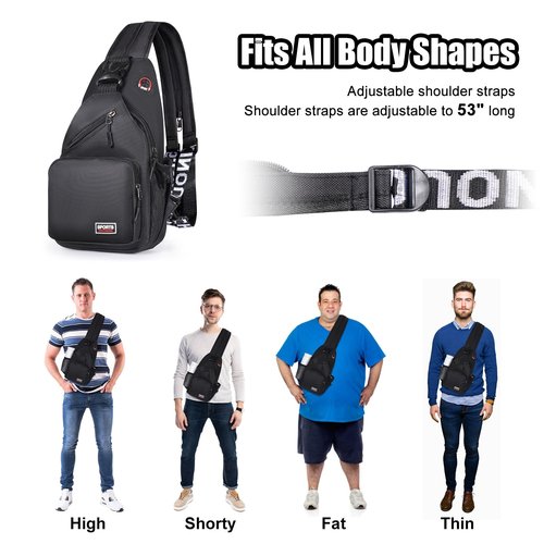 VALUEQLO Convertible Sling Bag Crossbody Backpack with Headphone Jack, Small Shoulder Chest Bag Casual Daypack for Women Men Hiking Travel Cycling, Black