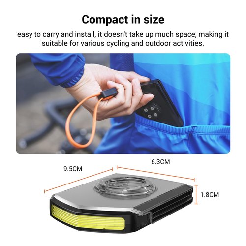 CooSpo BLC100 Bike Daytime Headlight Compatible with Garmin/CooSpo Bike Computer, Warning Light with Flashing Mode, USB C Rechargeable, Quick Release Bike Computer Mount