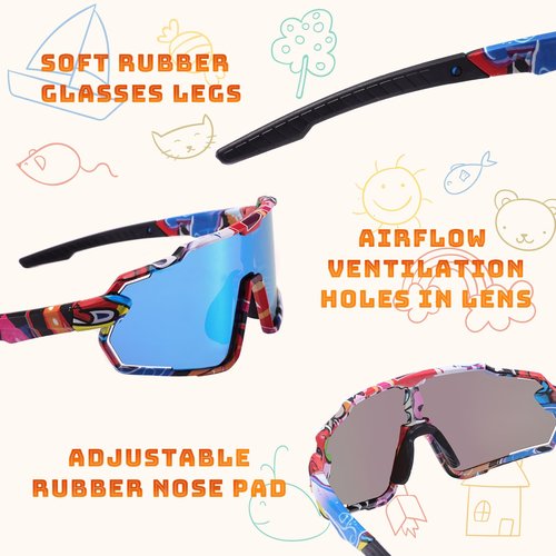 MARIDA Kids Baseball Sunglasses for Youth 8-12, Polarized Youth Sunglasses Cycling Running Climbing Baseball Softball
