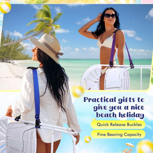 Sanwuta 10 Pcs Bulk Adjustable Beach Chair Carry Straps Universal Folding Chair Shoulder Strap for Beaches Camping Scooter Bikes Backpacking Picnics Outdoor(Multicolor)