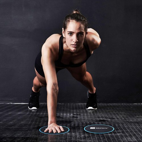 A AZURELIFE Exercise Slider and Premium Durable Stretch Strap with Loops