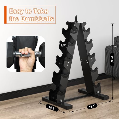 DERACY Dumbbell Rack Stand Only, Heavy Duty A-Frame Dumbbell Storage Rack, 5 tier Steel Dumbbell Holder for Home Gym Space Saver