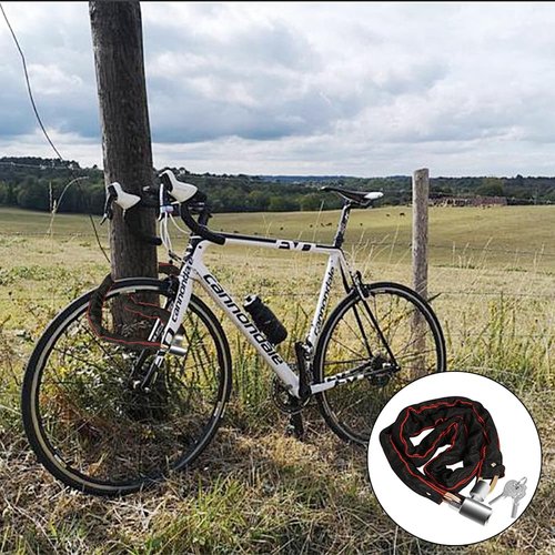 Bike Chain Lock 3.44 Ft Security Bicycle Lock Heavy Duty Anti-Theft Scooter Lock with 2 Keys Waterproof Bike Locks for Bike Motorcycle Fence Door Gate Grill