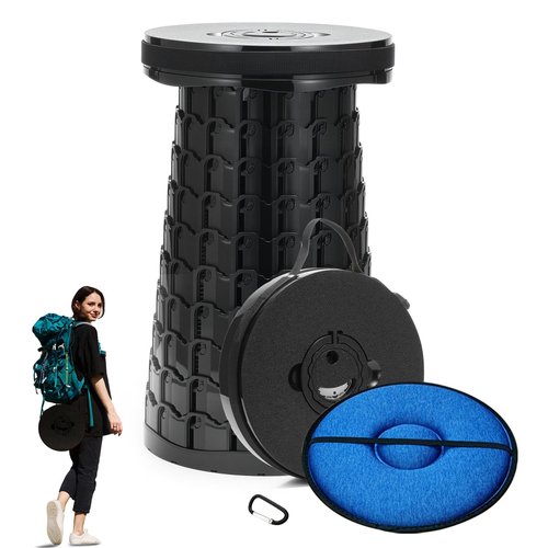 Spisces 19.7” Heavy Duty Collapsible Stool with Cushion - Portable, Foldable Camping Stool for Adults, Max Capacity 1000lbs