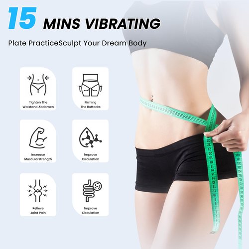 POWET Mini Vibration Plate Exercise Machine, Whole Body Workout Waver Vibration Plate for Lymphatic Drainage with 5 Setting Modes, 99 Speed Levels for Shaping, Toning - Green