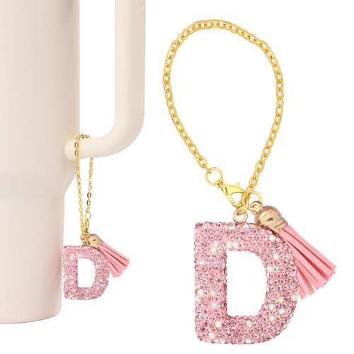 lasuroa Letter Charms for Tumblers with Handle, Glitter Cup Letter Charm Name ID Initial Letter Charm Cute Letter Charm for Stanley Cup (Letter D)