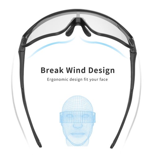 ALTALIST Photochromic Cycling Glasses, UV400 Protection Sports Sunglasses Eyewear Baseball Running Fishing for Men Women Youth,Pure Black Frame