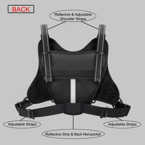 Sports Chest Bag For Men & Women - Lightweight Running Vest With Built-In Phone Holder & Extra Storage - Water Resistant Front Chest Pack - For Workouts, Cycling