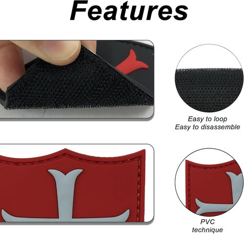 Knights Templar Cross Crusaders Shield Military Tactical Patch PVC Rubber by uuKen Tactical Gear (Black)
