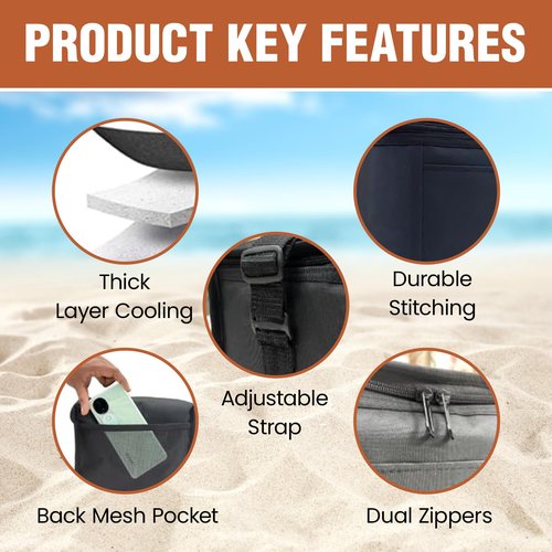 Outer Woods Insulated 8 Can Cooler Bag | Fits 8 x 500ml Beer Cans | Keep Drinks Cool for up to 10 Hours | Ideal for Carrying Beer, Soda, Juice, Milk and Water (Black)