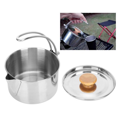 Stainless Steel Kettle, Practical Portable Folding Coffee Pot for Camping, Hiking and Fishing