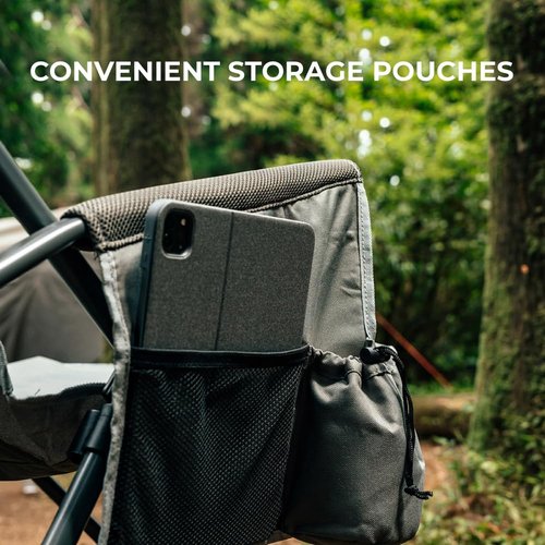 Camphor Designs Heavy Duty Portable Folding Camping Chair for Adults with Padded | for Outdoor & Sports, Backpacking, Beach, Lawn, Hunting, Tailgating, Fishing | Supports 400 Lbs (Single, Beige)