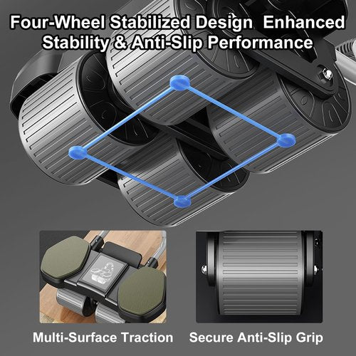 Auto-Rebound Ab Roller With Multifunctional Fitness Board,Core Strength Training, Push-Up Plank Stand, Ab Workout Equipment