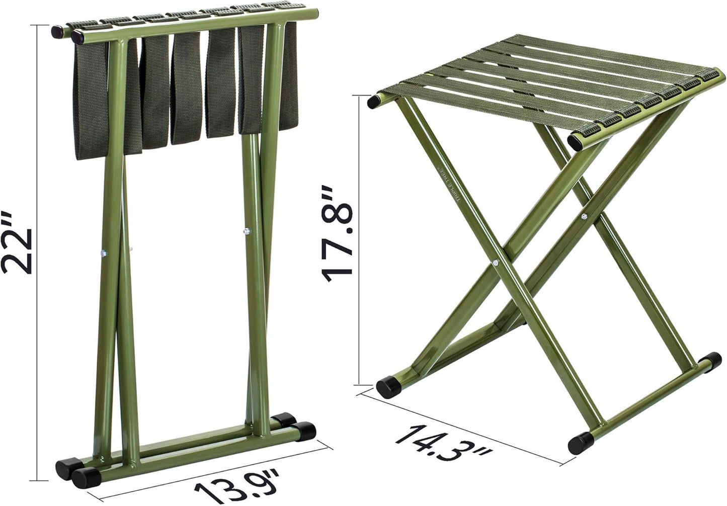 TRIPLE TREE Folding Stool 17.8" Height Heavy Duty Camping Stool Outdoor Portable Chair Hold up to 600 lbs for Walking Hiking Fishing
