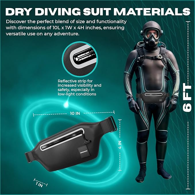 DRENCH 100% Underwater Waterproof Fanny Pack. Waist Pack. Submersible Waterproof Phone Pouch. Dry Bag for Swimming, Boating, SUP & Snorkelling. Underwater Phone case. Floating Belt Bag. Dry Bag Travel