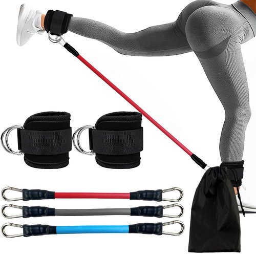 LIOUCBD Ankle Resistance Bands with Cuffs, Ankle Bands for Working Out, Ankle Resistance Band for Leg, Women Exercise Equipment for Kickbacks Hip Fitness Training Yoga Pilates Gym