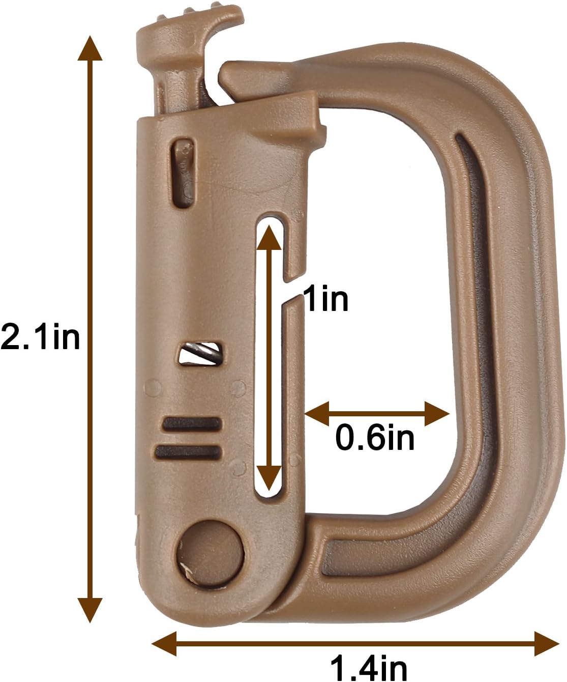 XTACER Tactical Multipurpose Small D-Ring Locking Hanging Hook Tactical Link Snap Keychain Button Release for Molle Webbing (Set of 10)