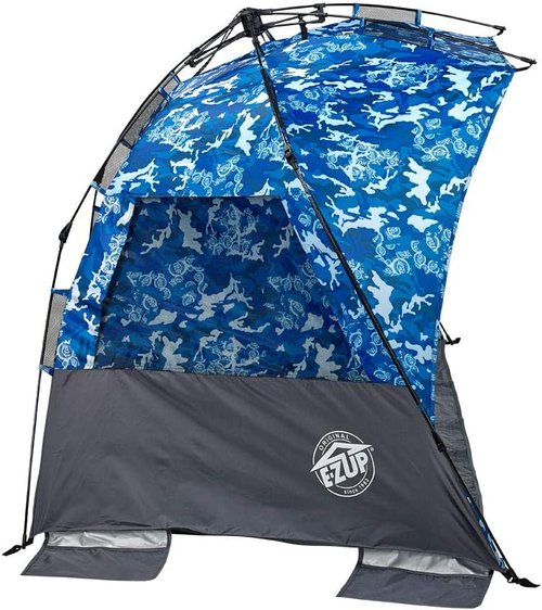 E-Z UP Wedge Portable Beach Tent, 51"x51" Entrance with 2 Roll-Up Windows and with Storage Pocket, Splash