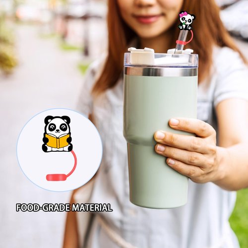 8 Packs Straw Cover Cap for Stanley Cup, Silicone Straw Topper Compatible with 30&40 Oz Tumbler with Handle, 10mm Reusable Straws Tips Lids, Red