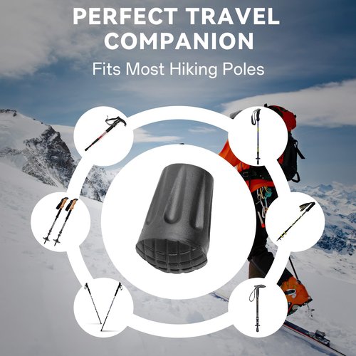 Walking Cane Tips,Trekking Pole Walking Hiking Sticks Tips Protectors,Replacement Rubber Stick Tips for Most Mountaineering and Hiking Walking Sticks,Poles Lost or Worn Out Standard Tips, Black