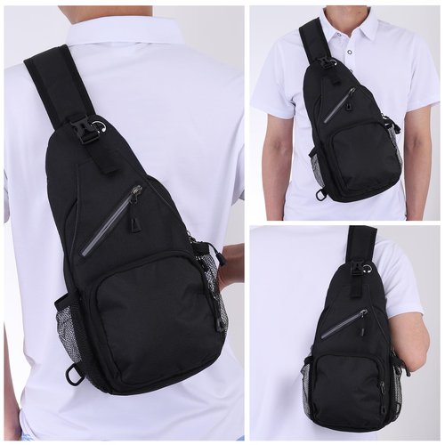 DTGN Oxford Small Sling Bag - 7.48"x15" (LXH) - Good for Women Men Hiking Travel Cycling - Multipurpose Crossbody Backpack Casual Packs with Headphone Jack - Light Gray