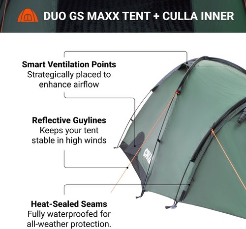 Crua Duo Outdoor Camping Tent – 2 Person Tent for Camping, Easy Pop-up Assembly, Lightweight and Waterproof Outdoor Gear for Hiking Backpacking, Weather Resistant