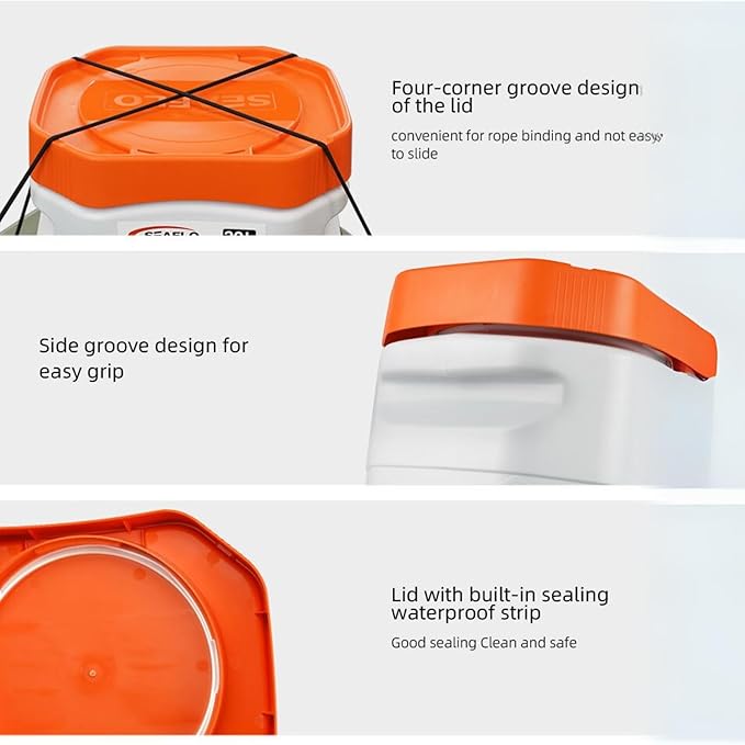 SEAFLO Waterproof Storage Bins with Lid for Marine, RV, Storage, Kayak, Camping 5.28 Gal / 20 L