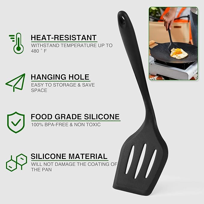 Camping Essentials Cookware Cooking Utensils Set - Portable Camp Kitchen Mess Kit Outdoor Accessories, Stainless Steel & Silicone, Camping Gear Equipment for RV Picnic Grill