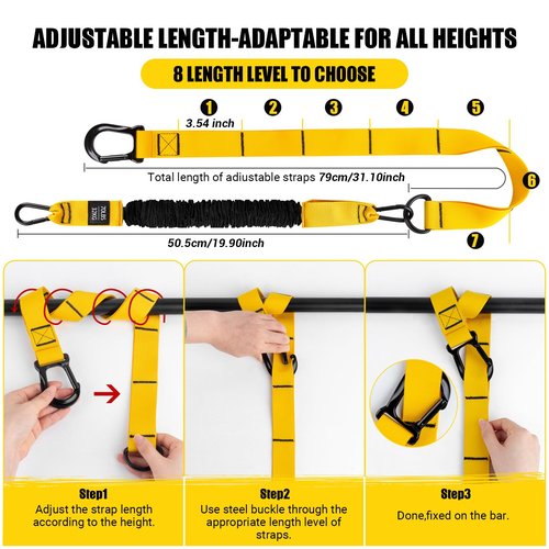 Pull Up Assistance Bands, 4 Adjustable Heavy Duty Resistance Bands for Pull Up Bar, Pull Up Assist Bands with Fabric Feet/Knee Rest for Home Gym Fitness Exercise Strength Training(70-280lbs)