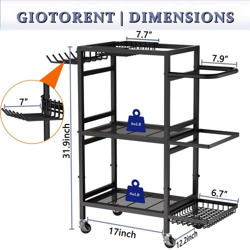 Home Gym Storage Rack, 3 Tier Yoga Mat Storage Rack with Wheel for Yoga Lover, Exercise Equipment and Workout Equipment Organizer, Yoga Mat Holder for Yoga Mats, Foam Roller and Dumbbells(Black)