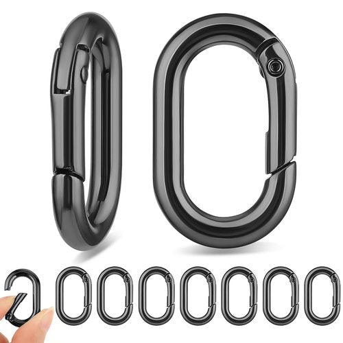 Ymapinc 10Pcs Spring Snap Hook, Oval Carabiner Clip, Tiny Metal Key Chain Clip Quick Release Car Key Ring Small Locking Carabiners Safety Chain Connector for Hiking Purse Backpack