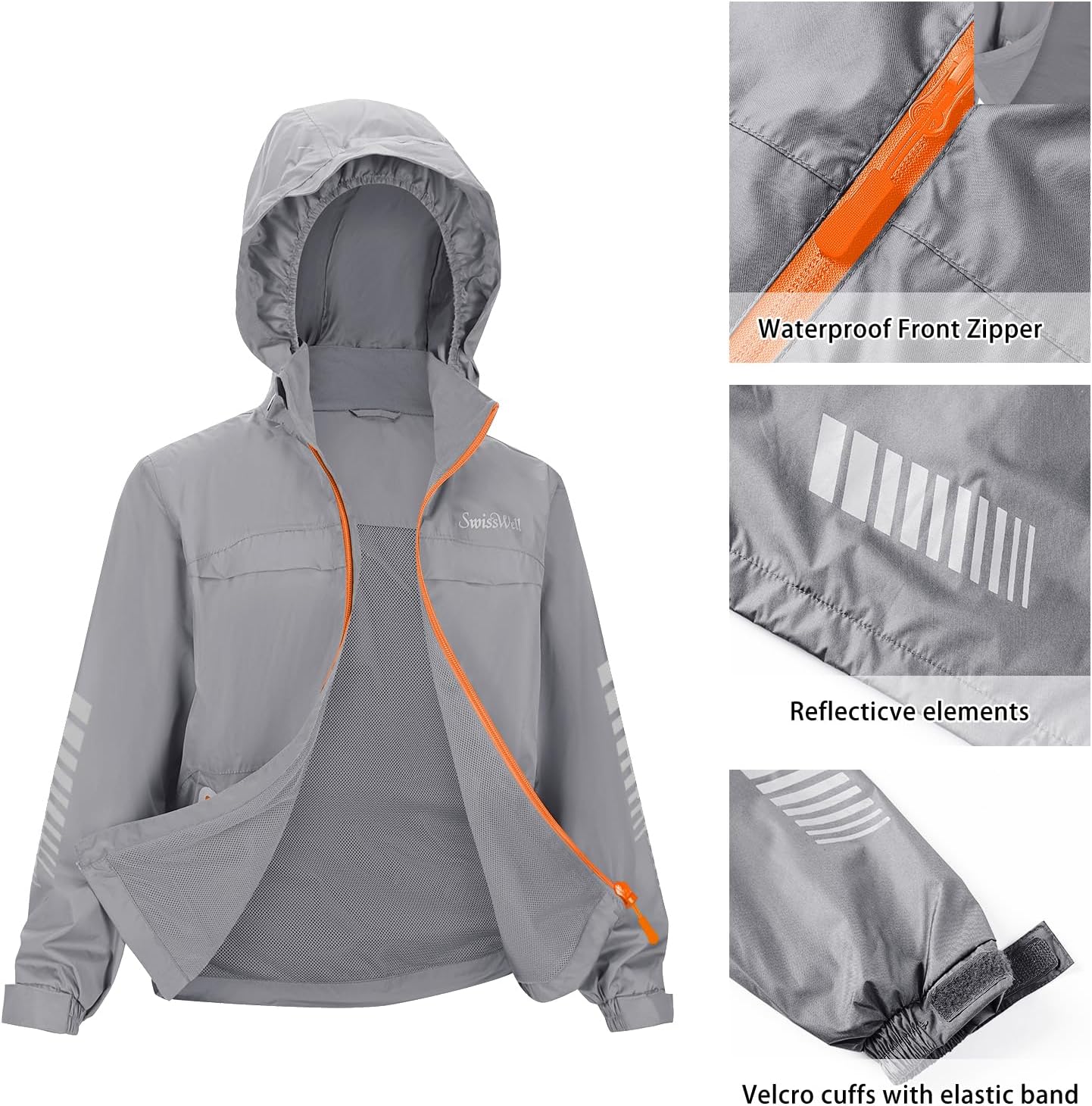 SWISSWELL Kids Rain Gear Boys Girls Youth Waterproof Rain Suit Breathable Reflective Raincoat and Pants