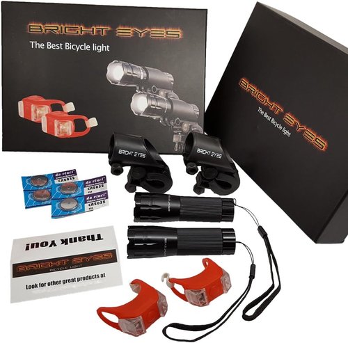 300 Lumen Waterproof LED Bike Light Set - 2-Pack Aluminium Headlight & Taillight