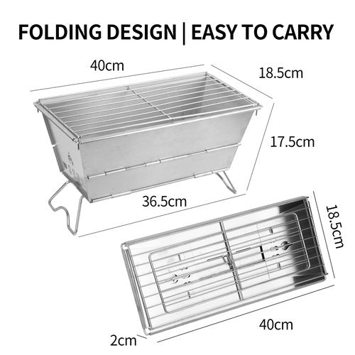 SOPHREPT Portable Charcoal Grill, Stainless Steel Barbecue Grill, Compact Folding Design, Resistant High Temperature, Easy To Clean