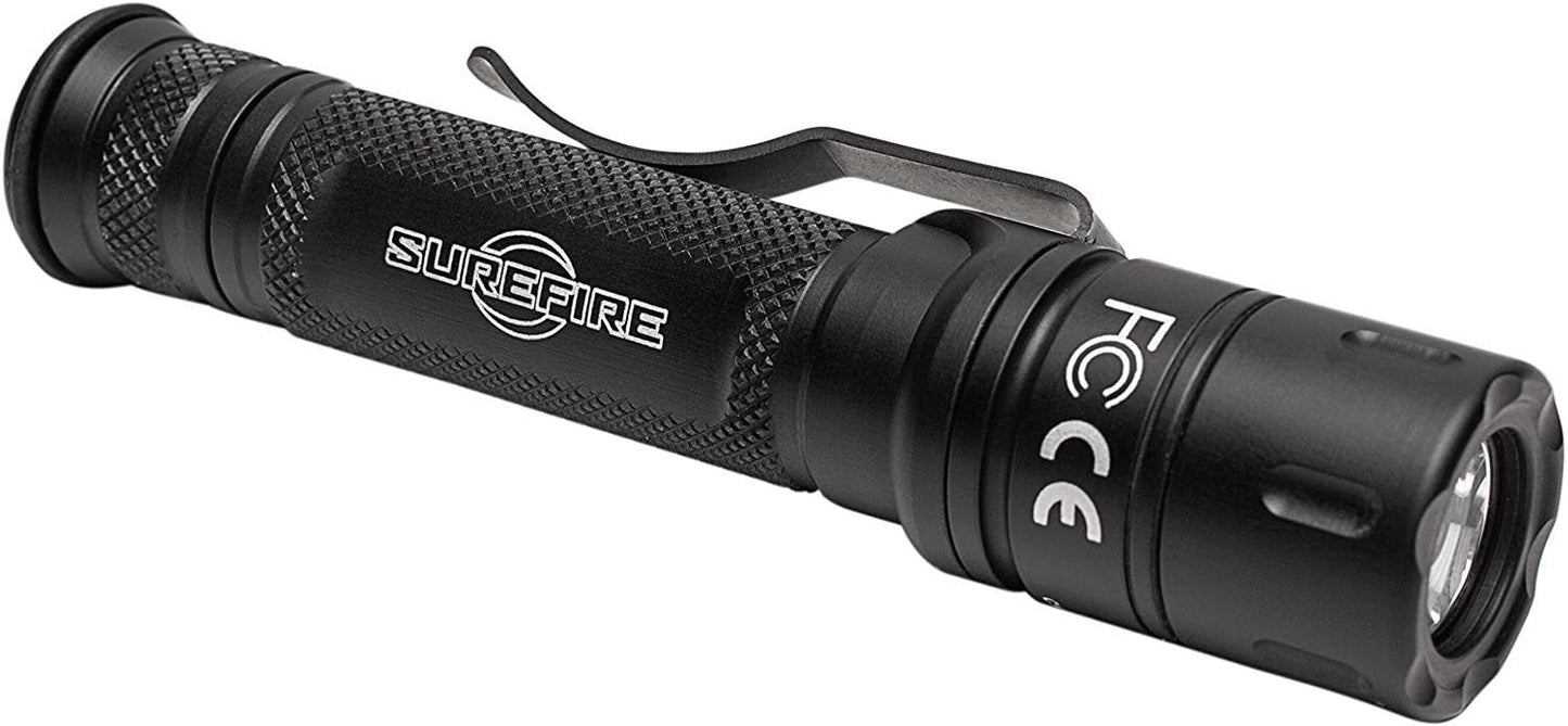SureFire Tactician 800 Lumen Tactical EDC Flashlight Bundle with 6 Extra CR123A Batteries and 2 Lightjunction Battery Cases