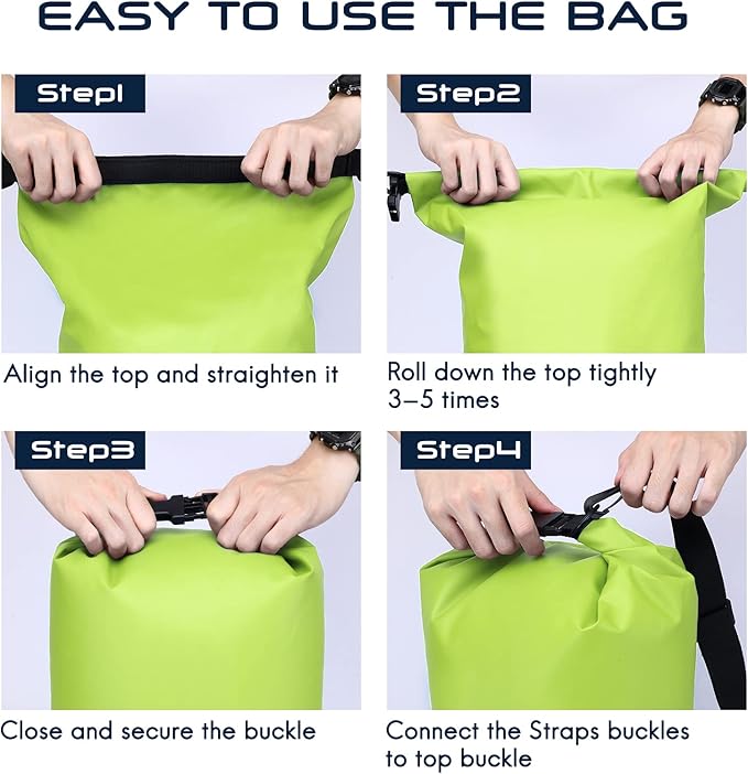 Haimont Waterproof Dry Bag Floating Dry Sack Roll Top Drybag Backpack for Kayaking, Rafting, Boating, SUP, Fishing with IPX8 Waterproof Phone Case, Love Bird Green, 30L