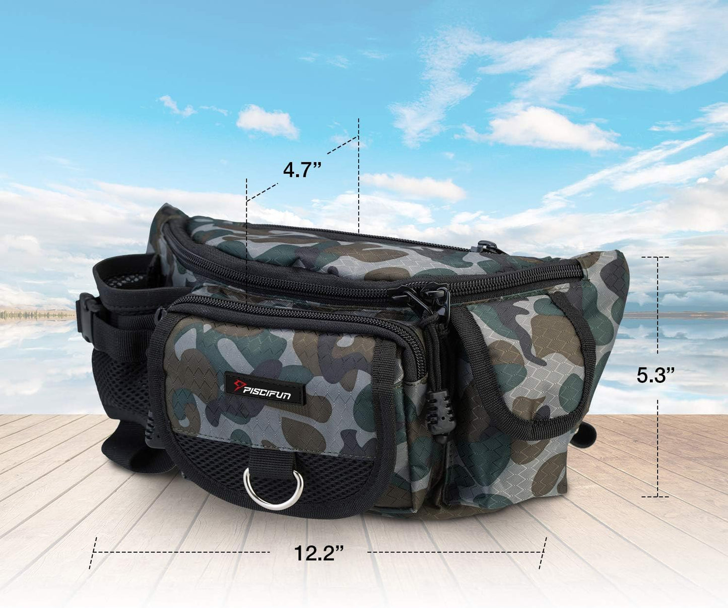 Piscifun Fishing Fanny Tackle Bag with Adjustable Waist Strap, Small Fishing Bag