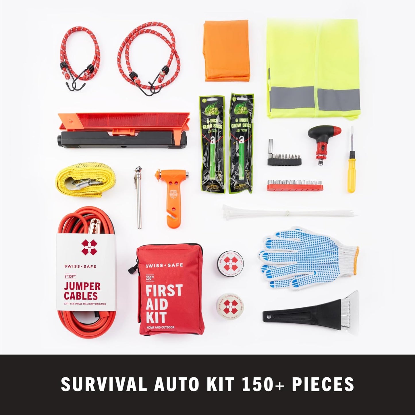 Swiss Safe 2-in-1 First Aid Kit for Car, Travel & Home, Businesses - Bonus Mini Kit for Medical Emergency Aid, Survival, Camping - 64 Piece, Travel FAK