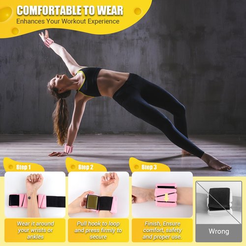 Wrist Ankle Weights for Women 2 Lbs, Adjustable Silicone Weighted Bangles for Arm & Leg Workouts, Wearable Weighted Bracelet for Pilates, Yoga, Barre, Walking and Pool Exercise (Set of 2)