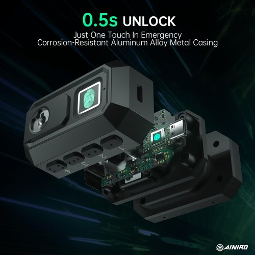 Biometric Trigger Lock & Gun Safe Bundle - Quick-Access Gun Trigger Lock for Handguns, Rifles, and Shotguns, Biometric Gun Safe for Handgun, Ideal for Home, Bedside, and Car