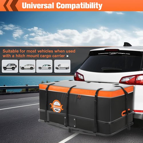 Sailnovo Hitch Cargo Carrier Soft Shell Bag Waterproof 20 Cubic Feet Cargo Bag for Hitch Carrier, PVC Trailer Hitch Storage Bag with 8 Reinforced Straps & Combination Lock & Storage Bag